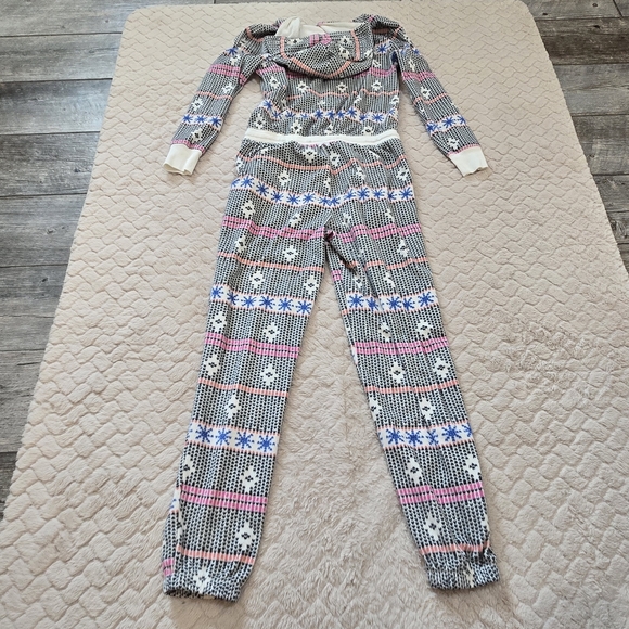 Kensie Fleece Hooded Holiday Festive Winter Pattern Onesie Pajamas, Medium - Picture 10 of 12